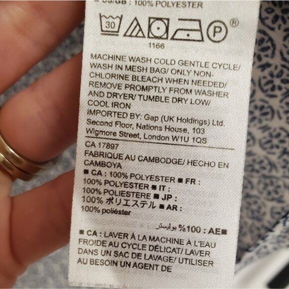 Women's Gap White/Blue Floral Sleeveless V-Neck Blouse | Size XS - Picture 7 of 7